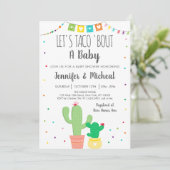 Invitation Taco 'Bout A Baby Fiesta Cactus Baby shower (Debout devant)