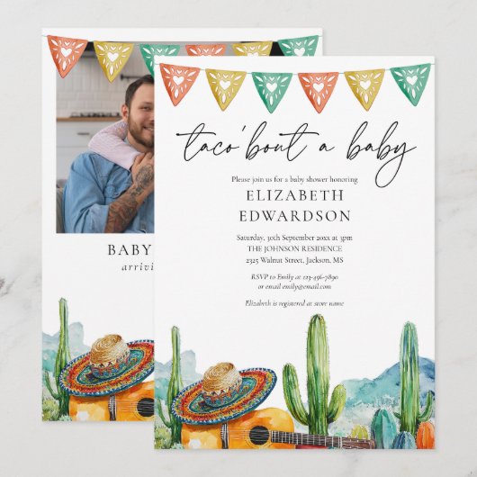 Invitation Taco Bout A Baby Fiesta Photo Baby shower (Devant / Derrière)