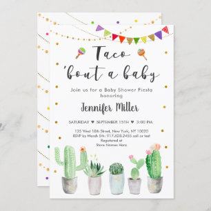 Invitation Taco Bout A Baby Gold Fiesta Cactus Baby shower