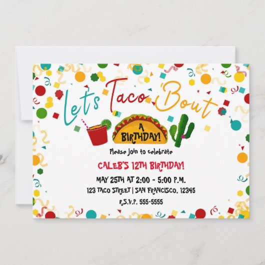 Invitation Taco Bout A Birthday Party Fiesta (Devant)