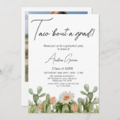 Invitation Taco Bout A Grad, Flower Cactus Graduation (Devant / Derrière)