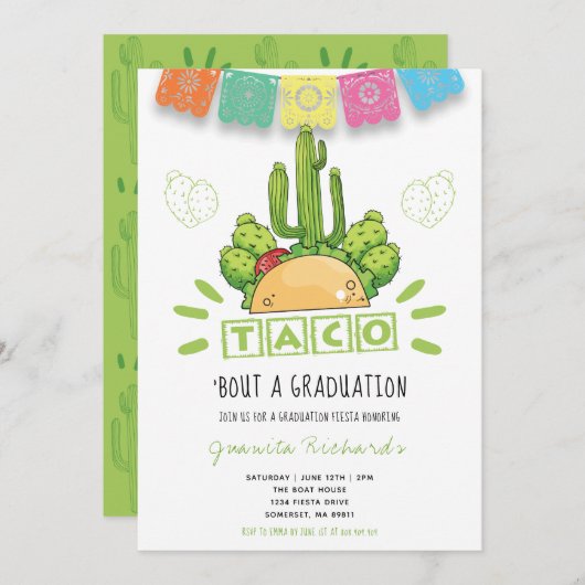 Invitation Taco 'Bout A Graduation Fiesta Graduation (Devant / Derrière)