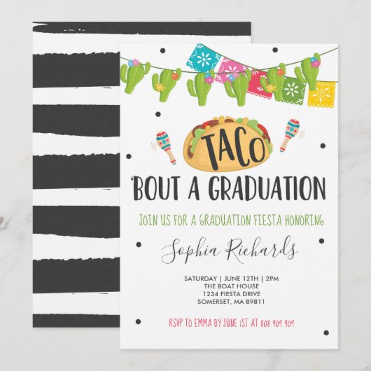 Invitation Taco 'Bout A Graduation Fiesta Graduation Party (Devant / Derrière)