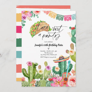 Invitation Taco 'Bout A Party 60e anniversaire Fiesta Cactus