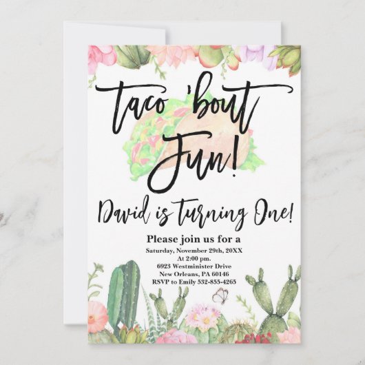 Invitation Taco ’Bout Amusement, Taco ’Bout Amusement Cactus  (Devant)