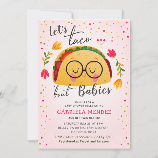 Invitation Taco Bout Babies Twin Fiesta Baby shower Sprinkl (Devant)