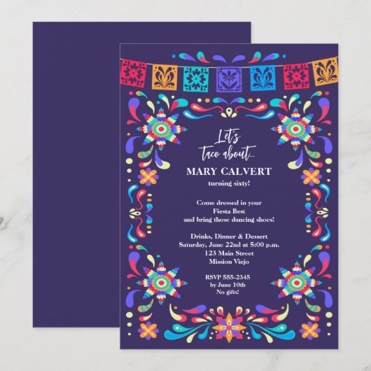 Invitation Taco Bout fête d'anniversaire (Devant / Derrière)