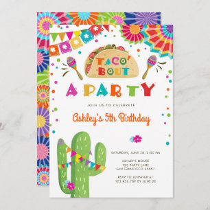 Invitation Taco Bout Fête des Cactus Anniversaire Mexicain