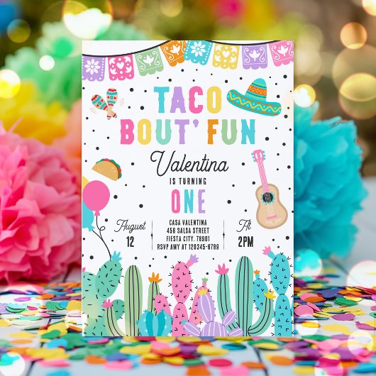 Invitation Taco Bout' Fun 1er Anniversaire Fête mexicaine