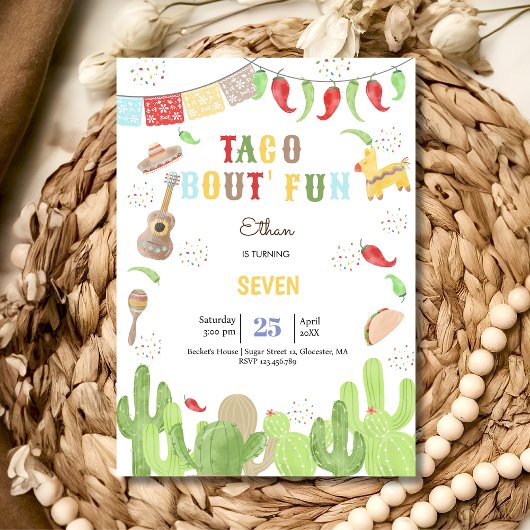 Invitation Taco bout' fun fiesta mexicaine anniversaire