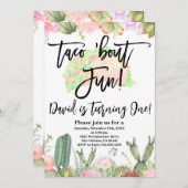 Invitation Taco ’Bout Fun, Taco ’Bout Fun Cactus First Fiesta (Devant / Derrière)