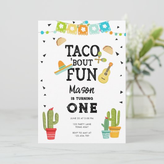 Invitation Taco Bout Fun Uno Fiesta Boy 1er Anniversaire (Debout devant)