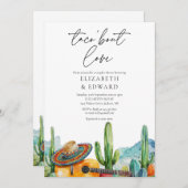 Invitation Taco Bout Love Aquarelle Cactus Couples Douche (Devant / Derrière)