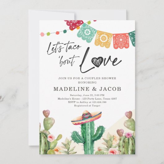Invitation Taco Bout Love Cactus Fiesta Couples Douche (Devant)
