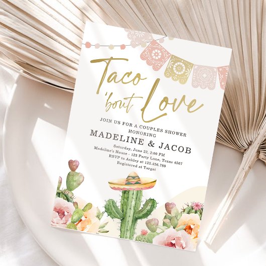 Invitation Taco Bout Love Cactus Fiesta Couples Douche rose