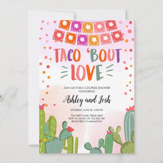 Invitation Taco Bout Love Fiesta Enterrement de Vie de Couple (Devant)