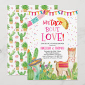 Invitation Taco Bout Love Mexicaine Fiesta Couples Rose Douch (Devant / Derrière)