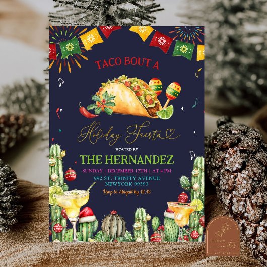 Invitation Taco Bout Night Fiesta Margaritas Christmas Party
