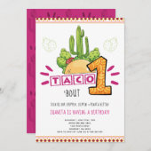 Invitation Taco Bout One | Premier anniversaire Fiesta rose (Devant / Derrière)