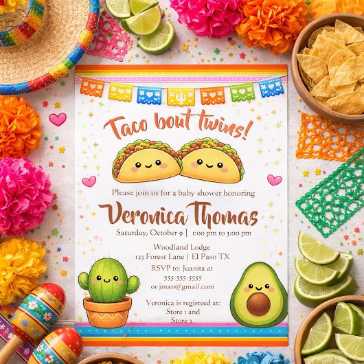 Invitation Taco bout Twins Baby Shower