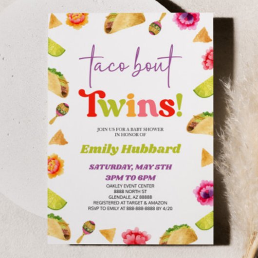 Invitation Taco Bout Twins ! Baby shower Fiesta