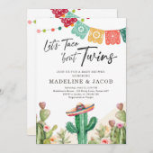 Invitation Taco Bout Twins Fiesta Cactus Aquarelle bébé (Devant / Derrière)