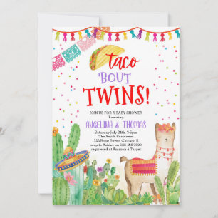 Invitation Taco Bout Twins Fiesta Llama Baby shower mexicain