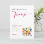 Invitation Taco 'Bout Twins Floral Fiesta Baby shower (Debout devant)