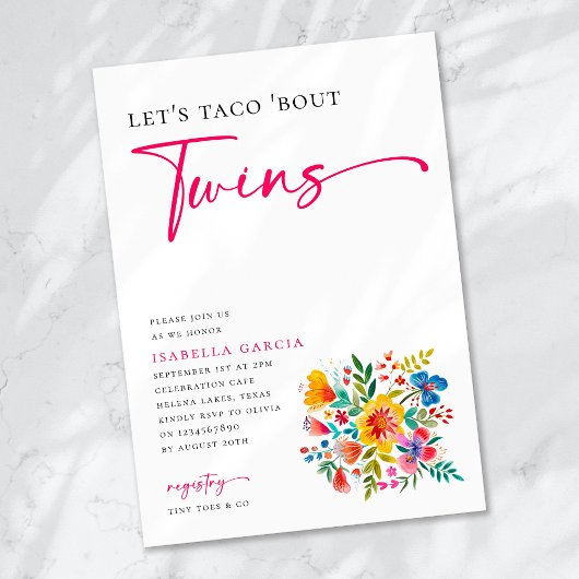 Invitation Taco 'Bout Twins Floral Fiesta Baby shower