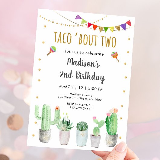 Invitation Taco 'Bout Two Fiesta 2e anniversaire