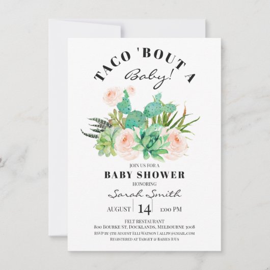 Invitation Taco Bout Un bébé Baby shower Succulent (Devant)
