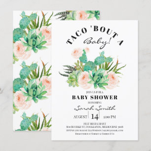 Invitation Taco Bout Un bébé Baby shower Succulent