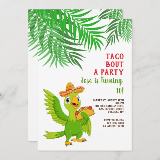 Invitation Taco 'Bout Une Fête (Devant / Derrière)