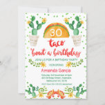 Invitation Taco Bout Une fête Fiesta 30e anniversaire Invitat<br><div class="desc">Taco Bout Une fête Fiesta 30e anniversaire Invitation Fiesta colorée ou taco sur un bébé, invitation baby shower avec un taco, cactus pots et fleurs de style mexicain sur un arrière - plan blanc. J'ai aussi ajouté des confettis verts aux bords du design. Au fond de l'invitation, on retrouve du...</div>