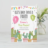 Invitation Taco Bout une fête Fille rose Premier anniversaire (Debout devant)