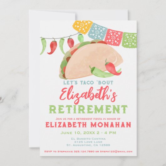 Invitation Taco Bout Une Fiesta De Retraite (Devant)