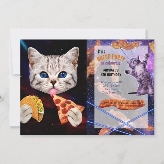 Invitation Taco, Chat et pizza (Devant)