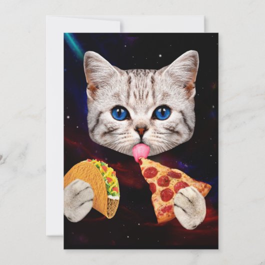 Invitation Taco, Chat et pizza (Dos)