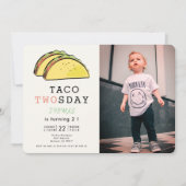 Invitation Taco Deux Fêtes Mexicaine Photo 2e Anniversaire (Devant)