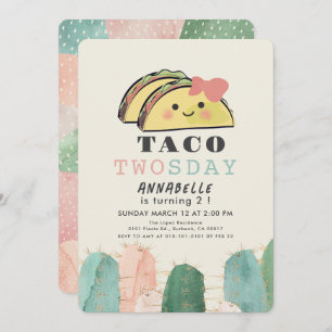 Invitation Taco Deux Jours Mardi Kawaii Fille 2e Anniversaire