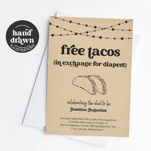 Invitation Taco Diaper Party, Drôle Hommes Papa Douche Invita