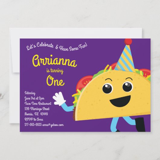 Invitation Taco fête d'anniversaire (Devant)