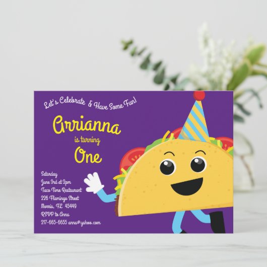 Invitation Taco fête d'anniversaire (Debout devant)
