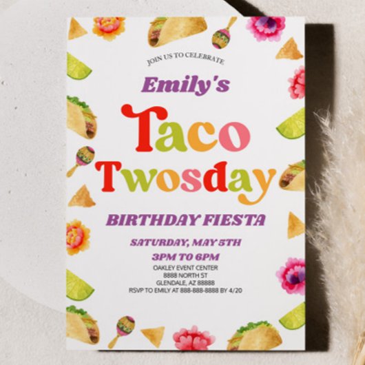 Invitation Taco Fête du Jour Deux Ans