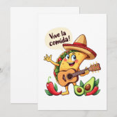 Invitation Taco Fiesta mit Gitarre und hispanischem Flair (Devant / Derrière)