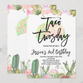 Invitation Taco Jeudi Fête Anniversaire, Taco Deuxième Annive (Devant / Derrière)