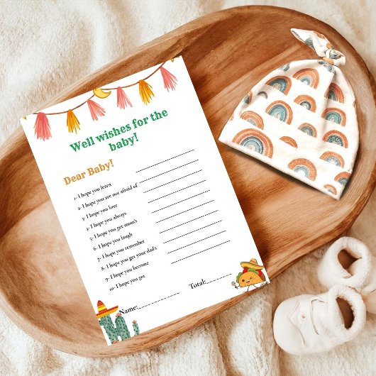 Invitation Taco mexicain souhaite pour le jeu de baby shower 