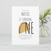 Invitation Taco moderne Premier anniversaire Un Motif Invitat (Debout devant)