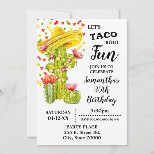 Invitation Taco parle de Fun Fiesta Anniversaire (Devant)