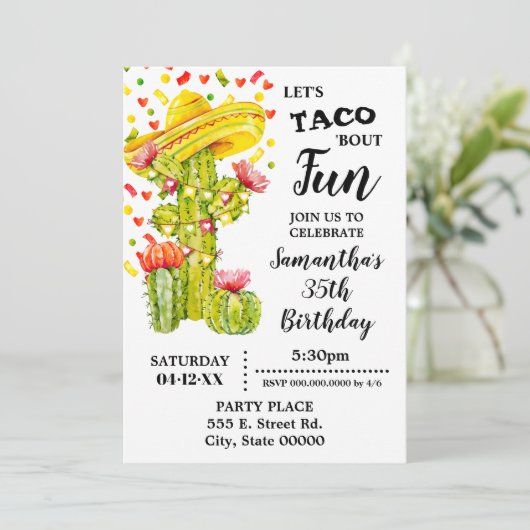 Invitation Taco parle de Fun Fiesta Anniversaire (Debout devant)
